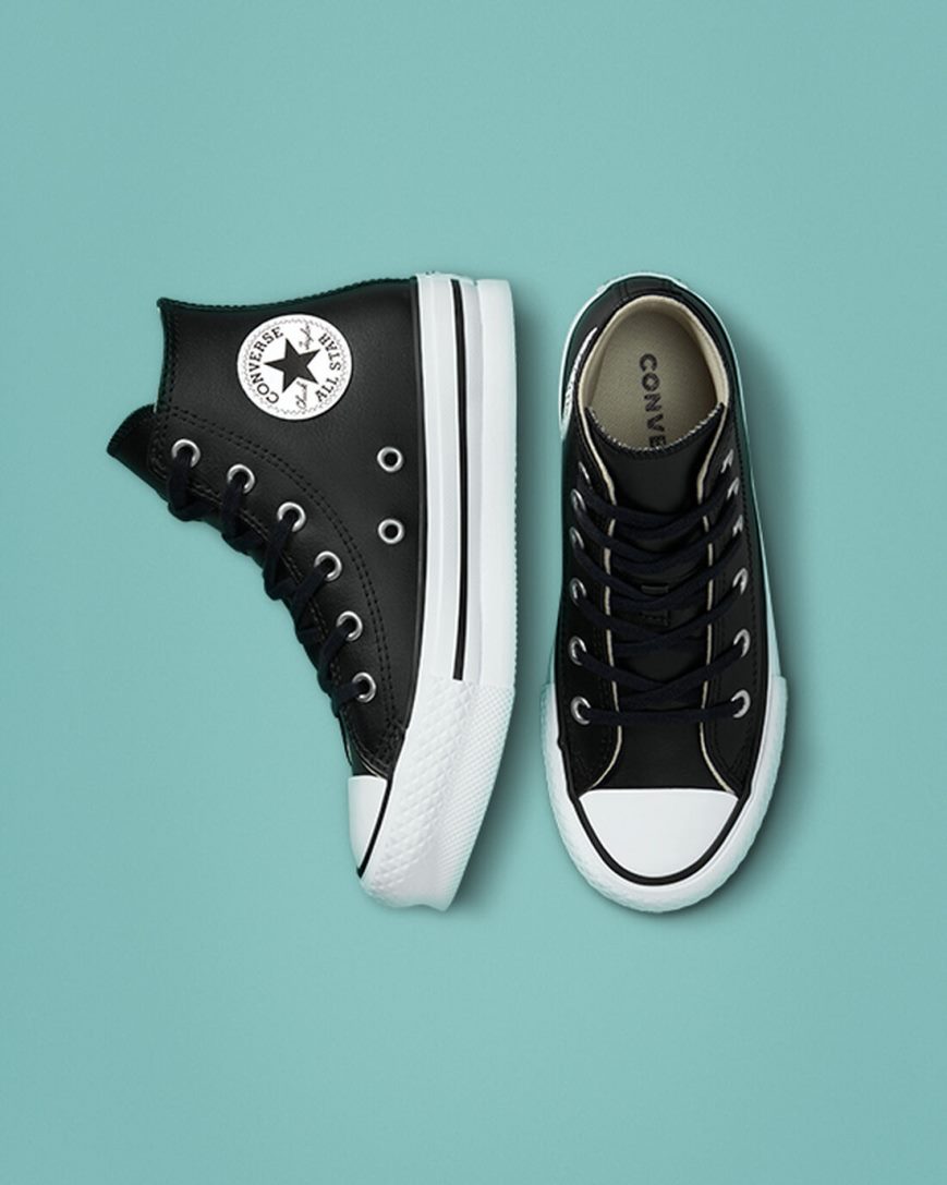 Topanky Na Platforme Converse Chuck Taylor All Star Lift Kozene Vysoke Dievcenske Čierne Béžové Biele | SK F11DRG6